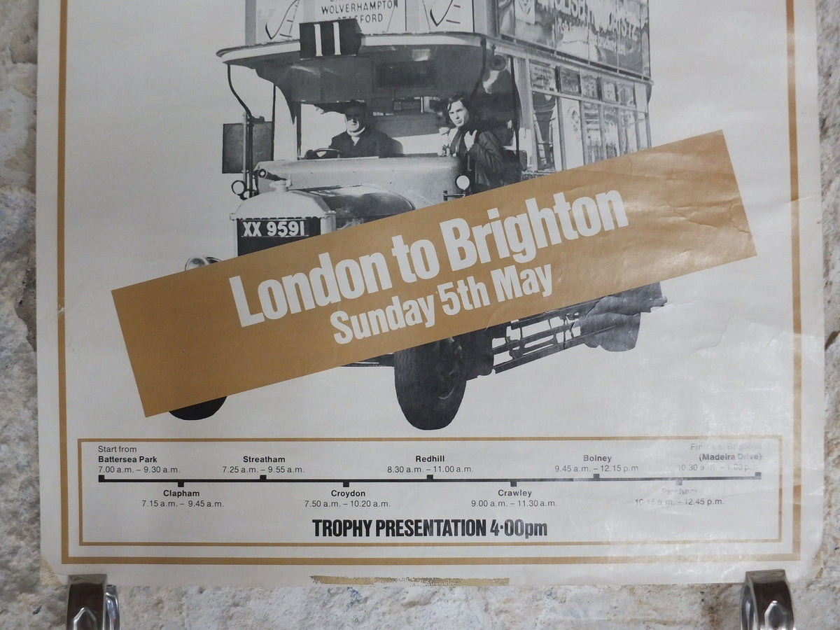 Original Vintage British London to Brighton Double Decker Bus Poster travel transport barclaycard advertising print wall art retro 1970s