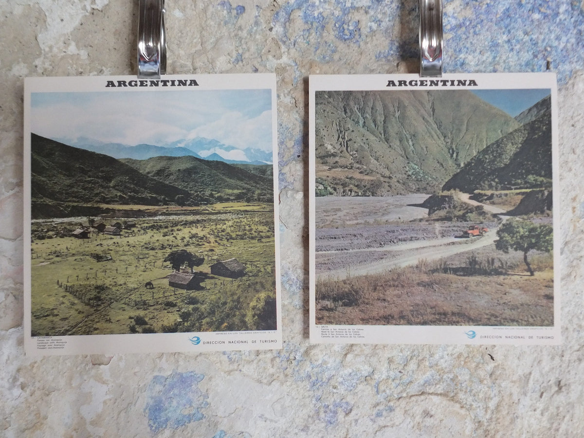 Original Pair Vintage Argentina Posters Aconquija San Antonio de los Cobres travel national tourism advertising print wall art retro 1960s