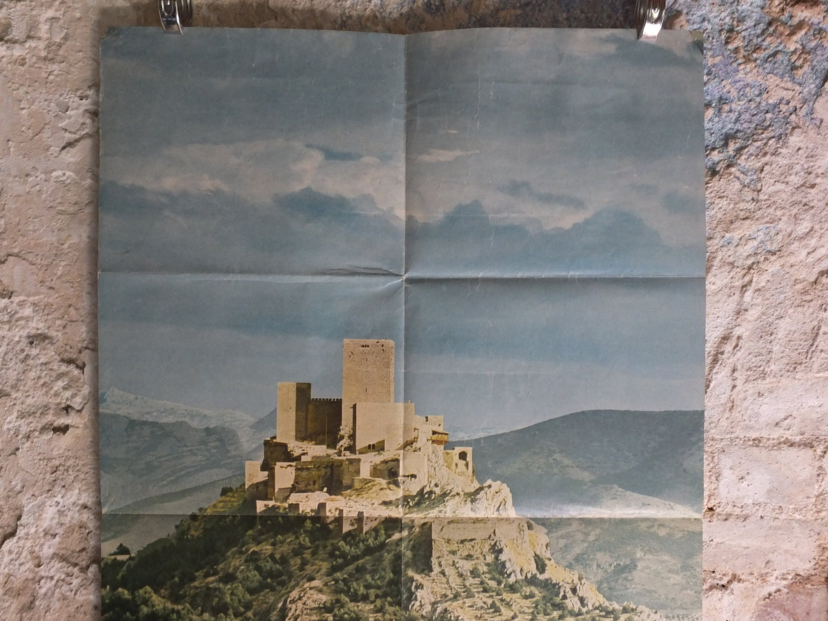 Vintage Santa Catalina Castle Travel Poster, Jaen Spain, 1969