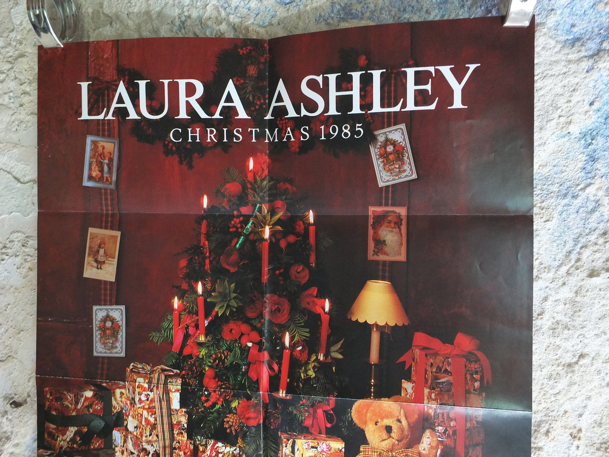 Original Vintage Laura Ashley Christmas Poster tree candles gifts presents home style design furniture lighting ladies print wall art 1980s