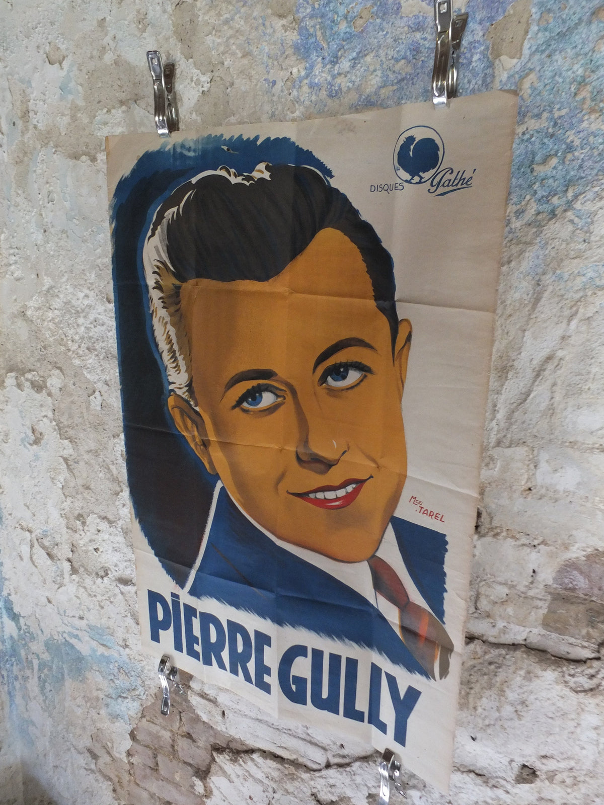 Original Vintage French Singer Pierre Gully Poster crooner entertainment fashion style Advertising print slick deco nouveau wall art 1930s