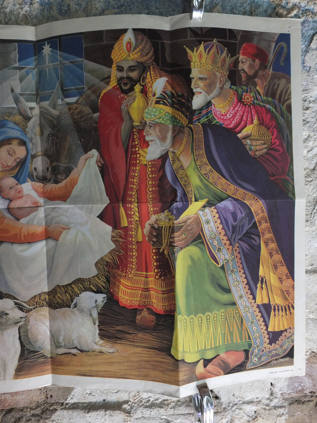 Original Vintage British Child Education Christmas Nativity Little Lord Jesus Poster mid century print Kay Stewart wall art 1965 1960s