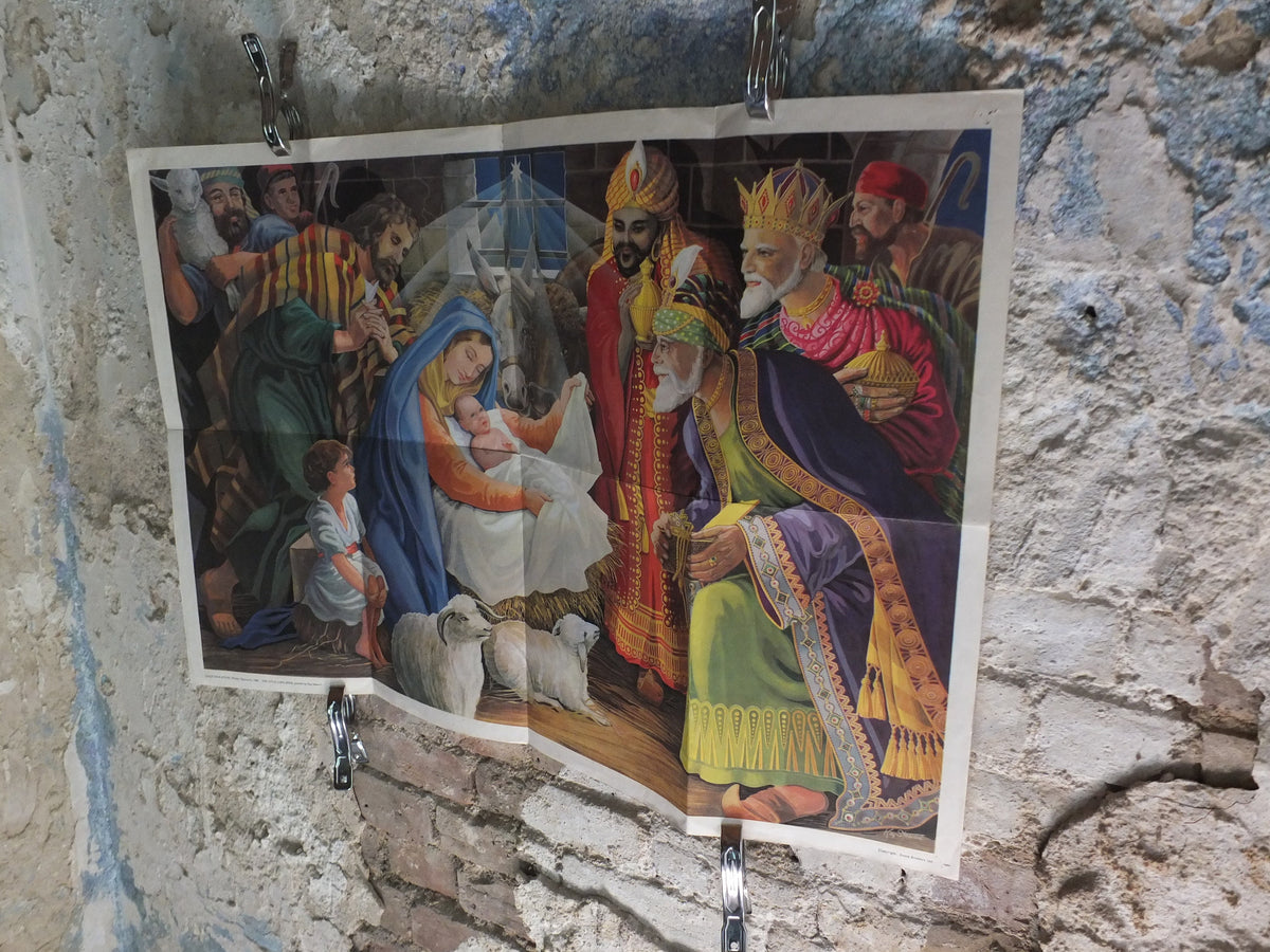 Original Vintage British Child Education Christmas Nativity Little Lord Jesus Poster mid century print Kay Stewart wall art 1965 1960s