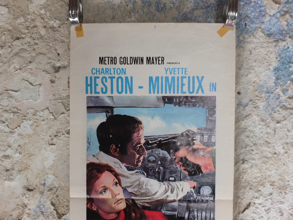 Original Vintage Italian Movie Poster Hijacked Il Pirata Dell 'Aria 1972 Charlton Heston James Brolin wall art print