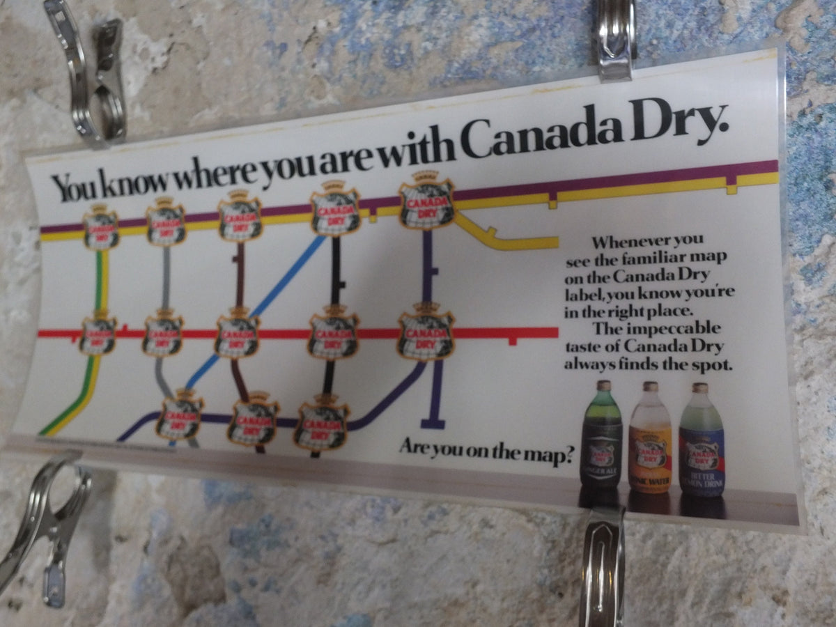 Original Vintage British Canada Dry Ginger Ale London Underground Laminated Tube Poster travel transport advertising print wall art 1980s