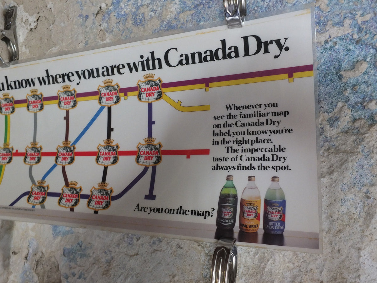 Original Vintage British Canada Dry Ginger Ale London Underground Laminated Tube Poster travel transport advertising print wall art 1980s