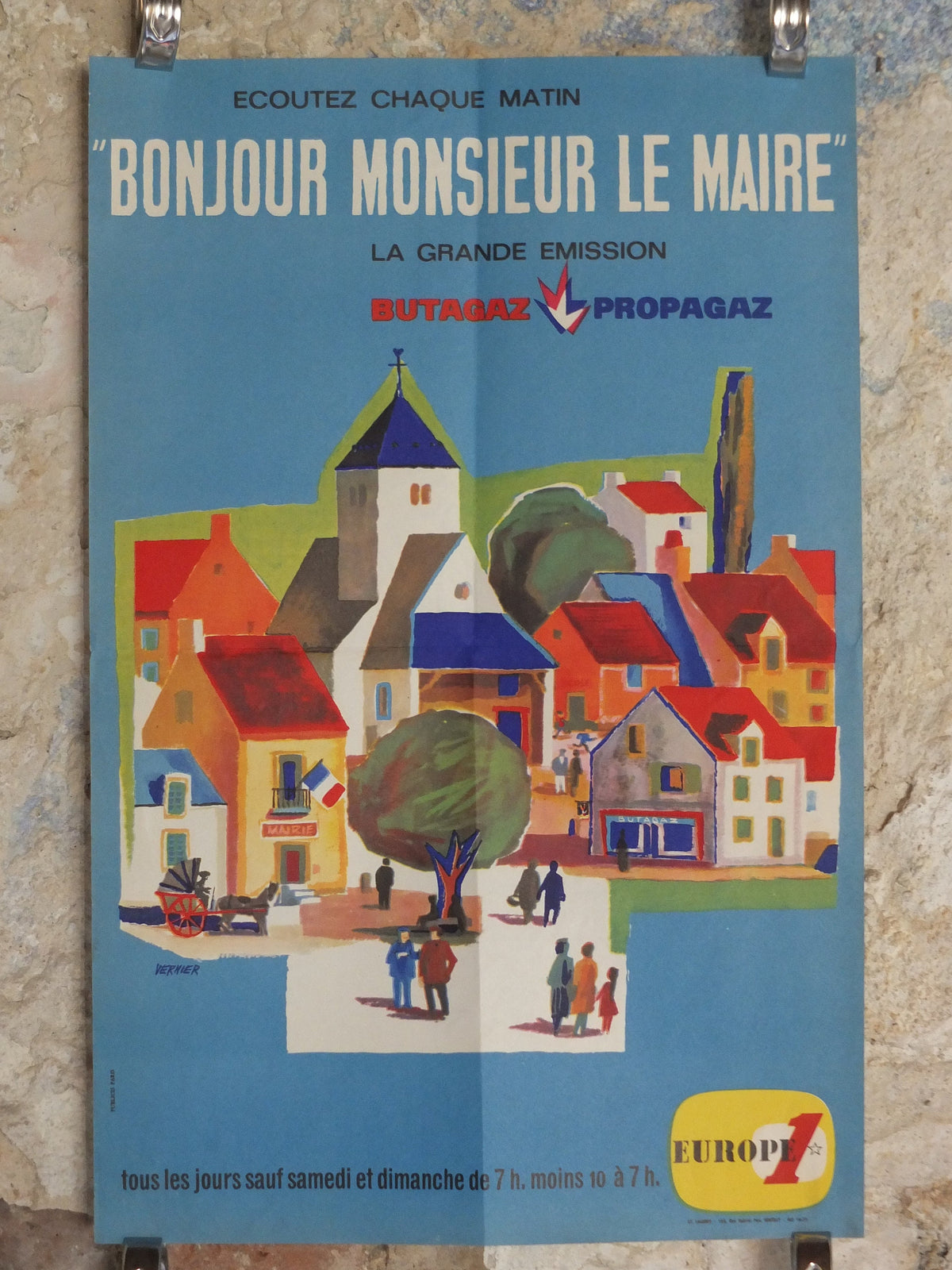 Original Vintage French Butagaz Propagaz gas poster advertising cylinder home heating Vernier industrial art wall interior design 1970s