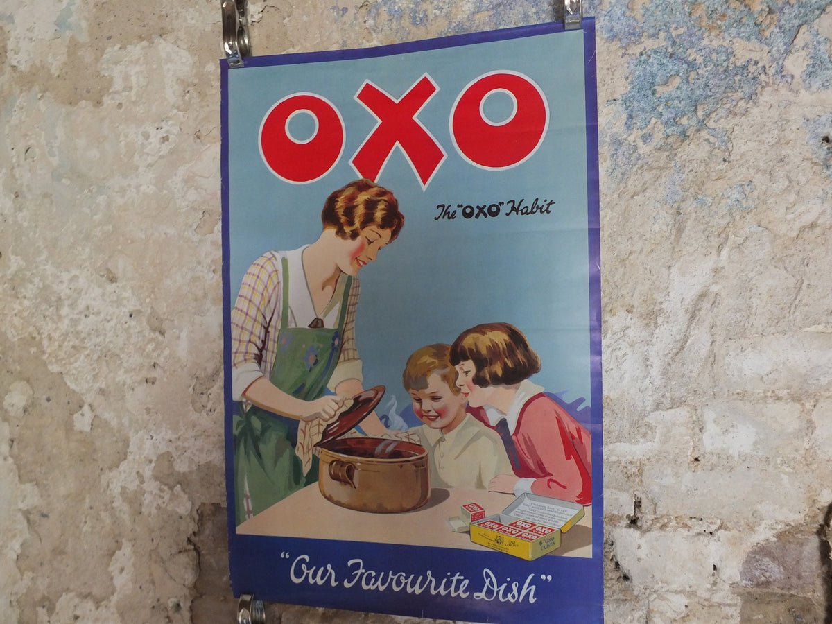Vintage British Poster Oxo Our Favourite Dish Poster Kitchen cooking culinary cook kitchenware advertising print wall art retro 1910s 1980s
