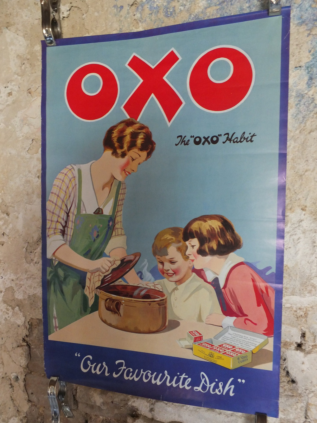 Vintage British Poster Oxo Our Favourite Dish Poster Kitchen cooking culinary cook kitchenware advertising print wall art retro 1910s 1980s