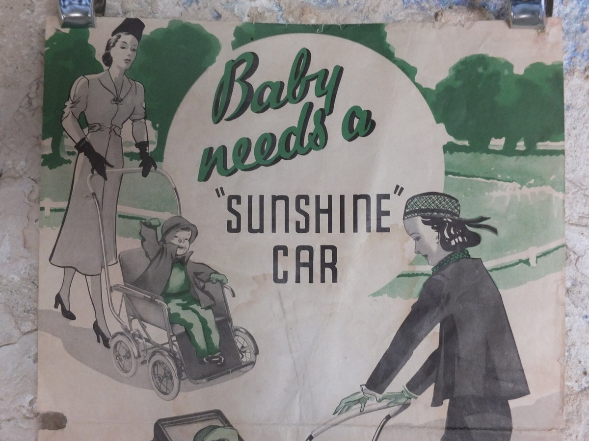 Original Vintage Talmo Baby Pram Poster Sunshine Walker Stroller Carriage Pushchair car buggy deco advertising print wall art retro 1930s