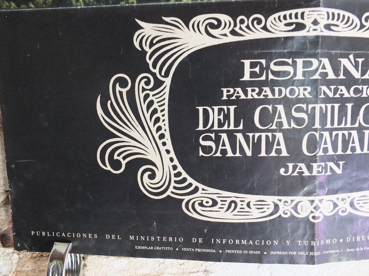 Vintage Santa Catalina Castle Travel Poster, Jaen Spain, 1969