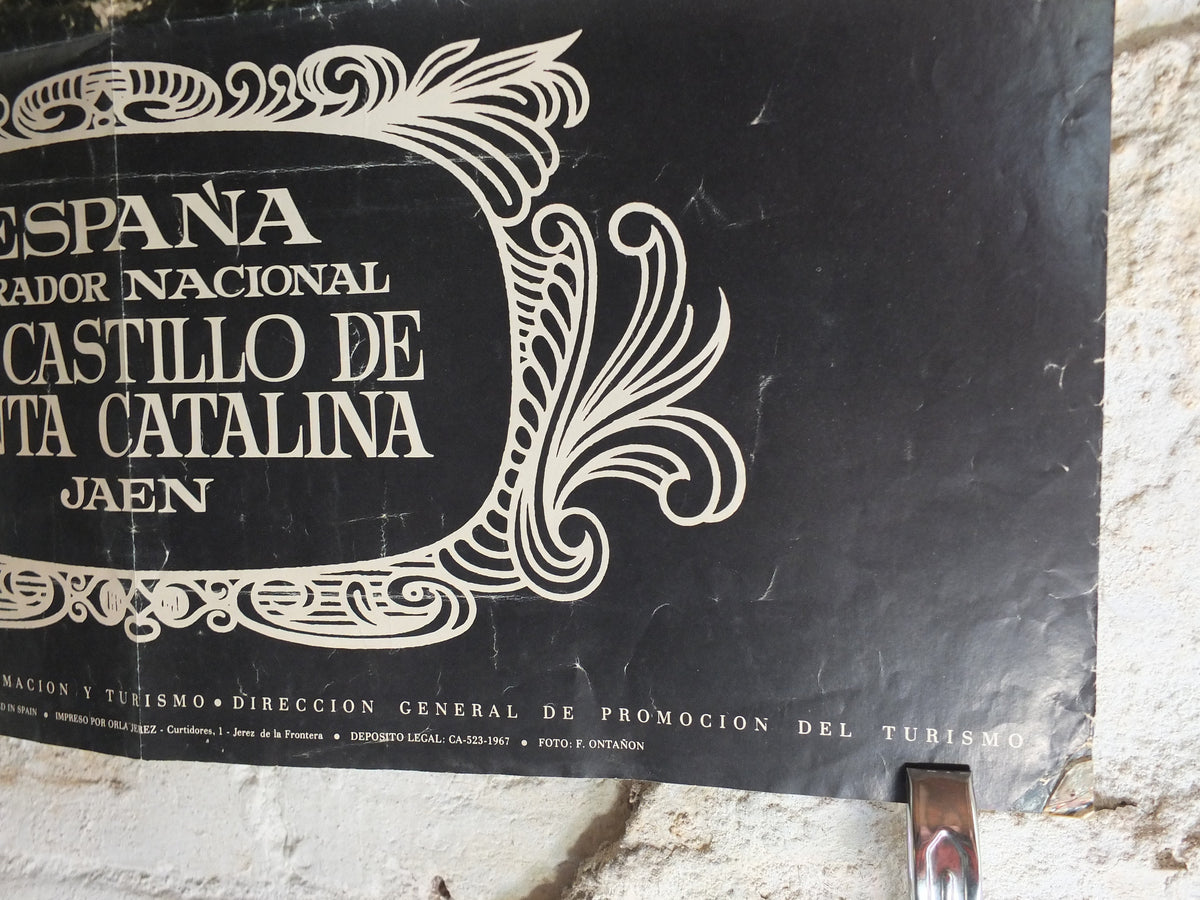 Vintage Santa Catalina Castle Travel Poster, Jaen Spain, 1969