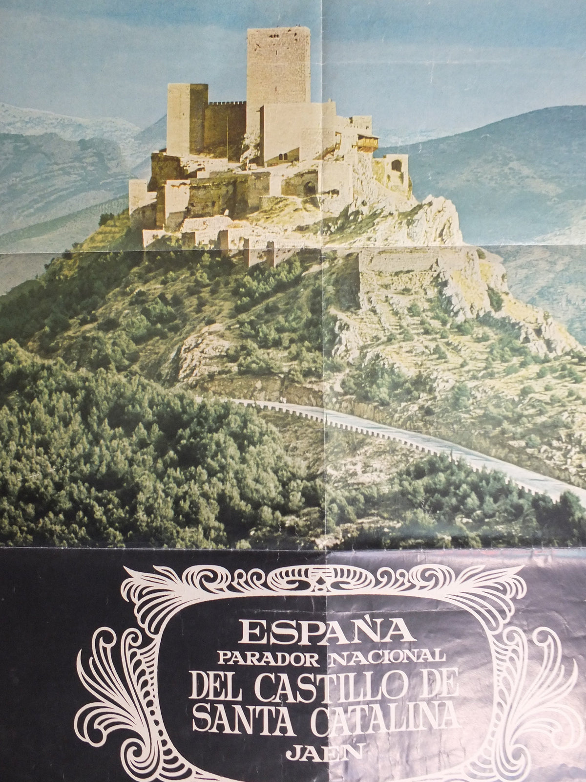 Vintage Santa Catalina Castle Travel Poster, Jaen Spain, 1969