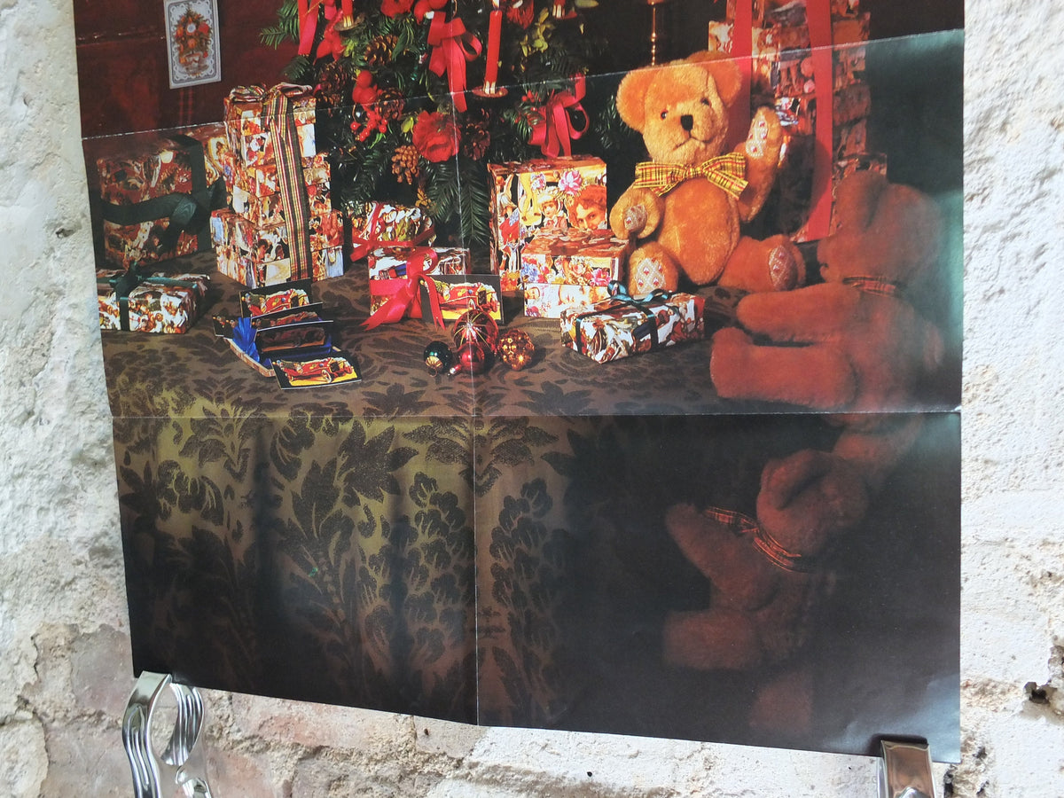 Original Vintage Laura Ashley Christmas Poster tree candles gifts presents home style design furniture lighting ladies print wall art 1980s