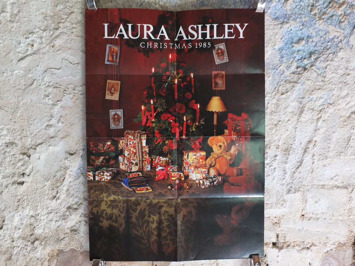 Original Vintage Laura Ashley Christmas Poster tree candles gifts presents home style design furniture lighting ladies print wall art 1980s