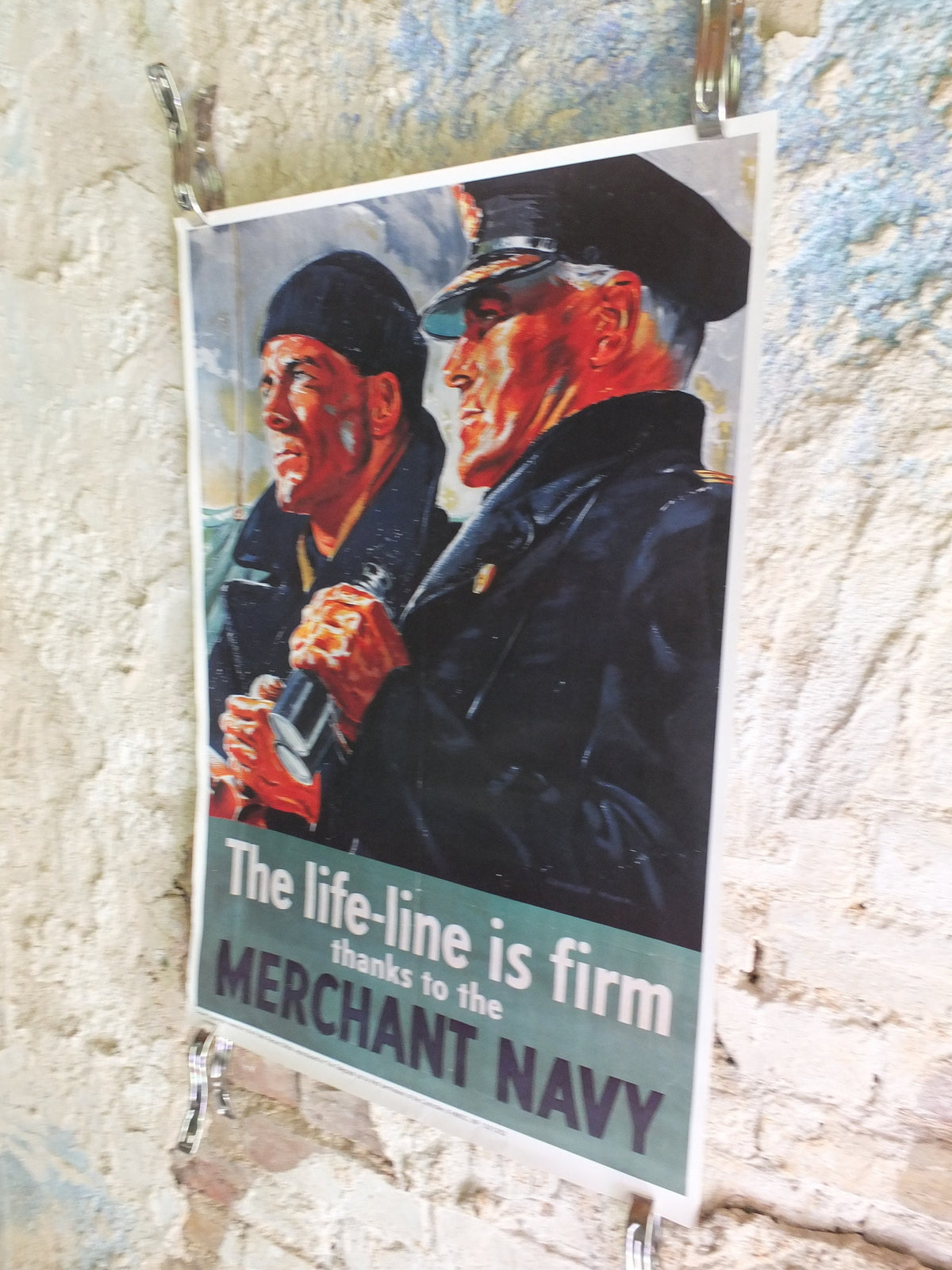 Vintage British WW2 Lifeline is Firm Royal Merchant Navy Propaganda Poster Telegraph bombers reprint print wall art 1980s