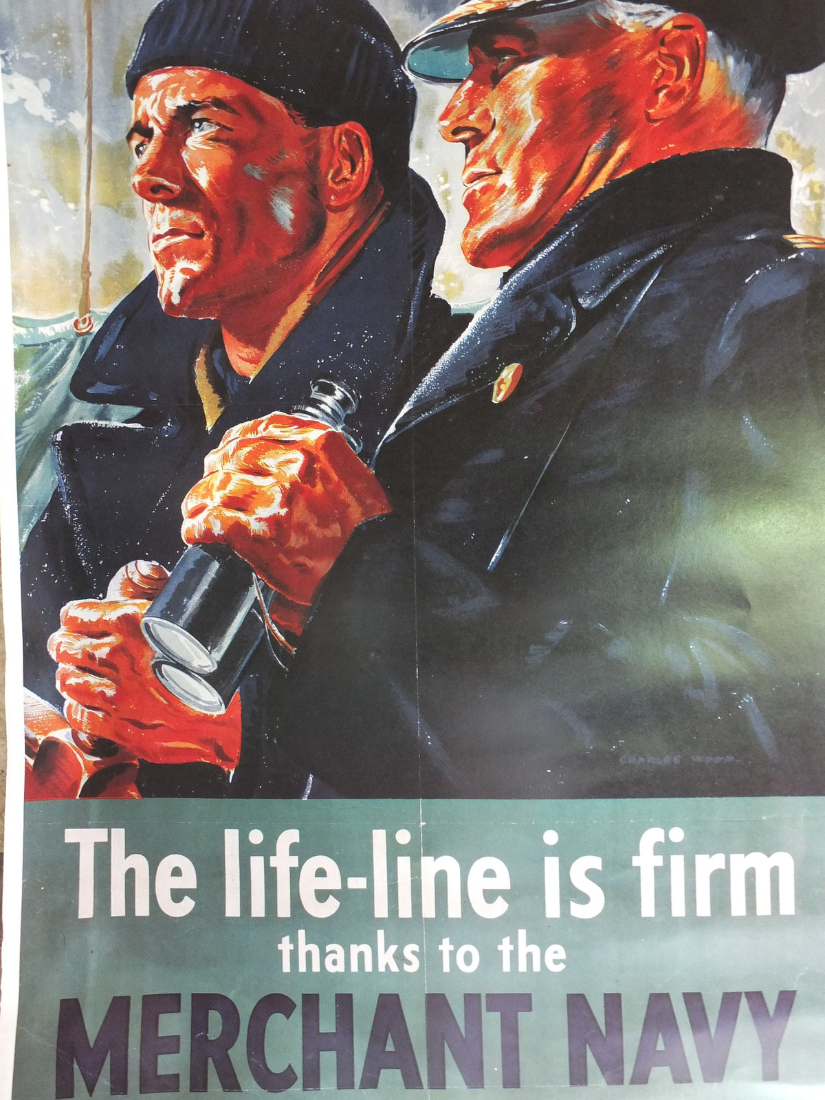 Vintage British WW2 Lifeline is Firm Royal Merchant Navy Propaganda Poster Telegraph bombers reprint print wall art 1980s