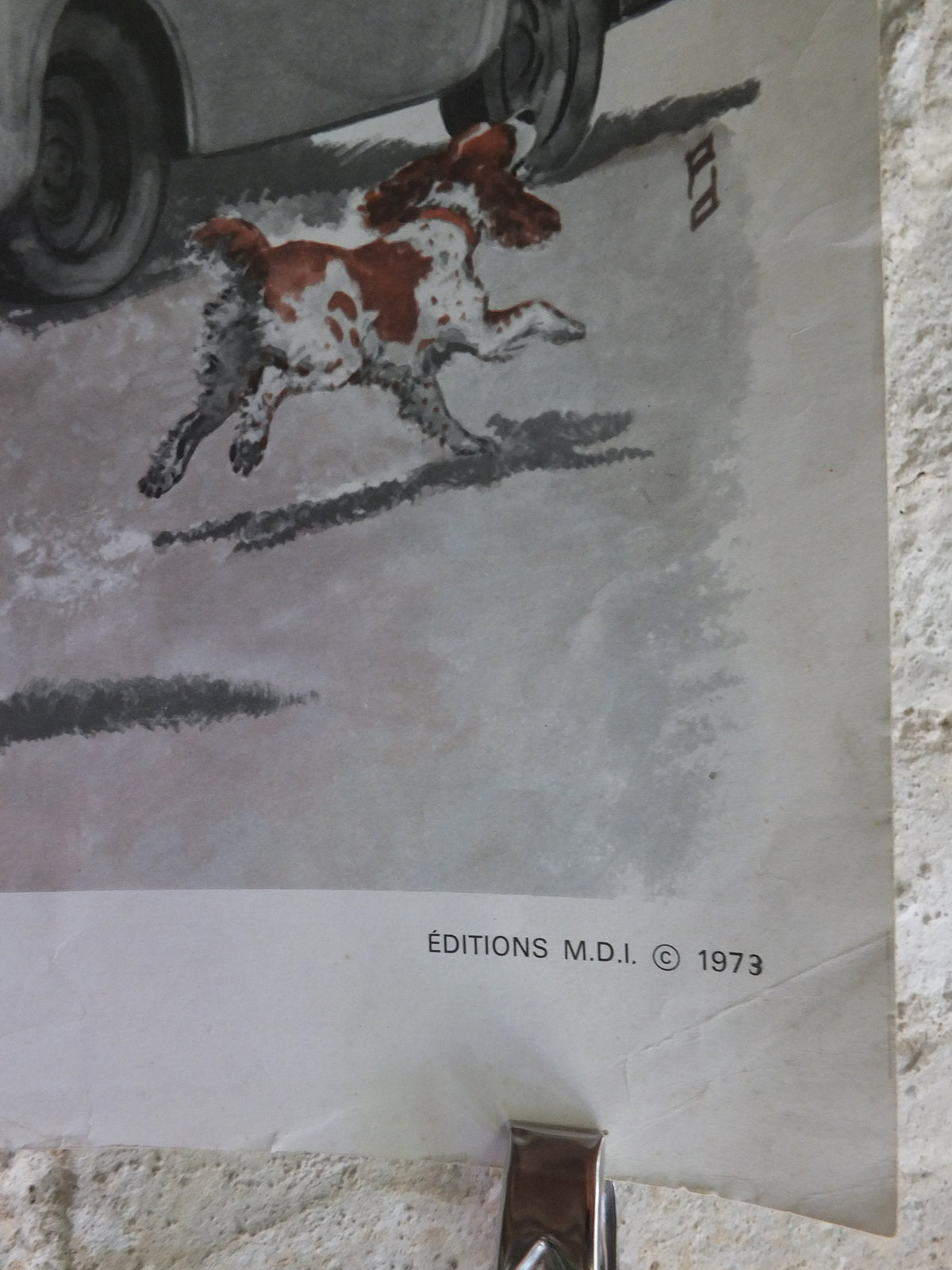 Original Vintage French MDI school poster postman school friends wall art double sided early years retro interior design 1970s