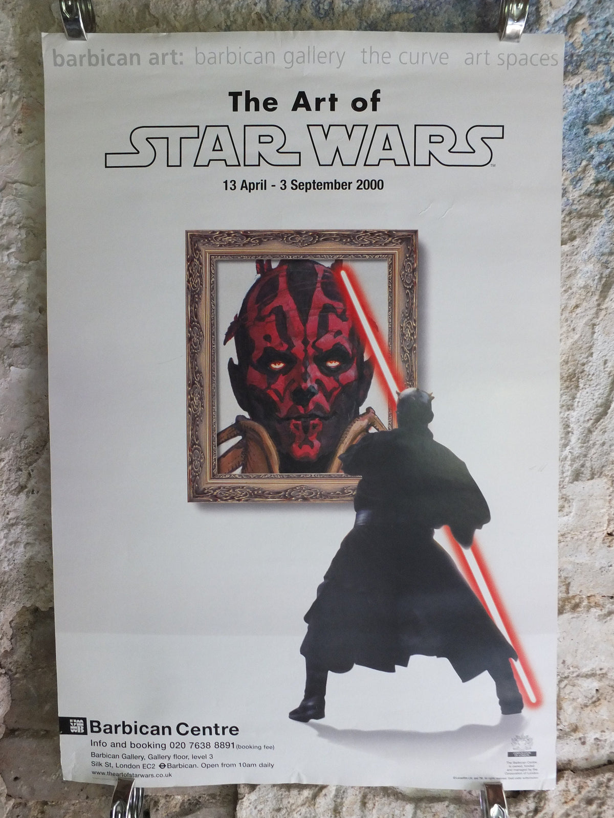 Vintage Poster Barbican The Art of Star Wars 2000 Darth Maul Centre Gallery Exhibition London EC2 Lucasfilm wall art film memorabilia 2000s