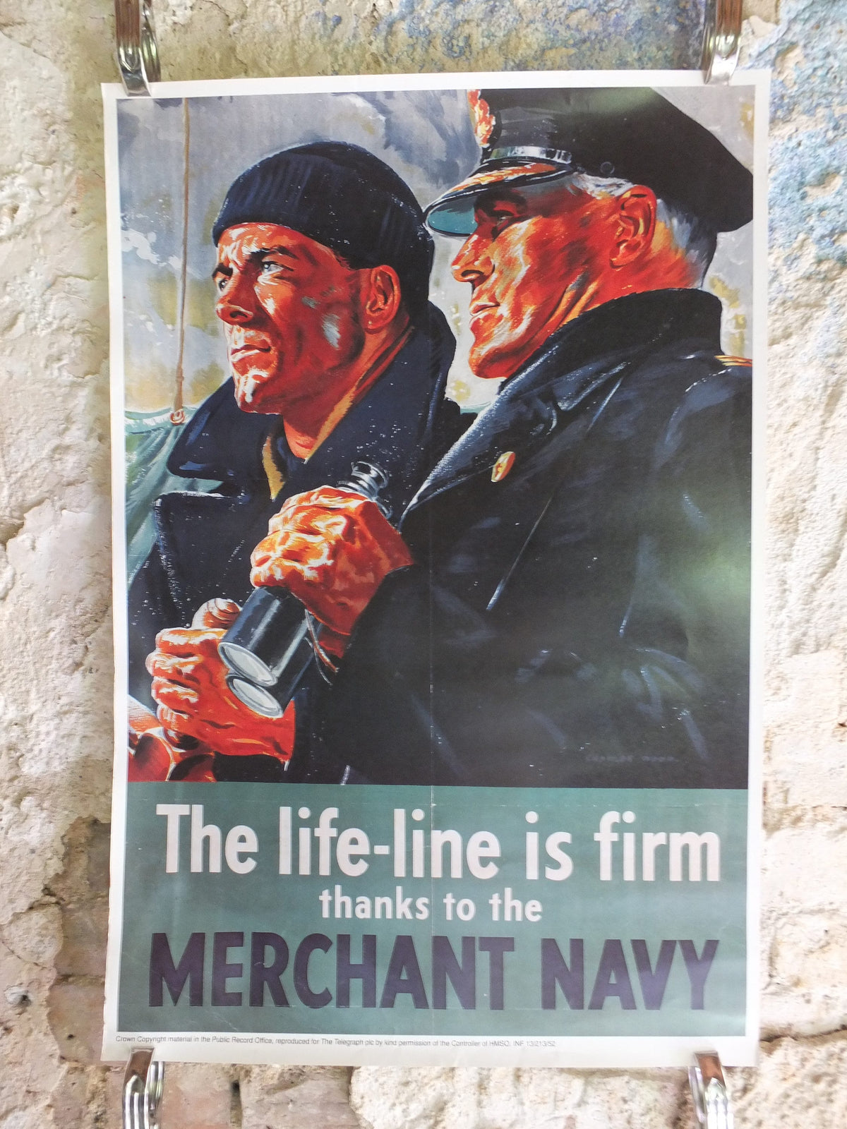 Vintage British WW2 Lifeline is Firm Royal Merchant Navy Propaganda Poster Telegraph bombers reprint print wall art 1980s