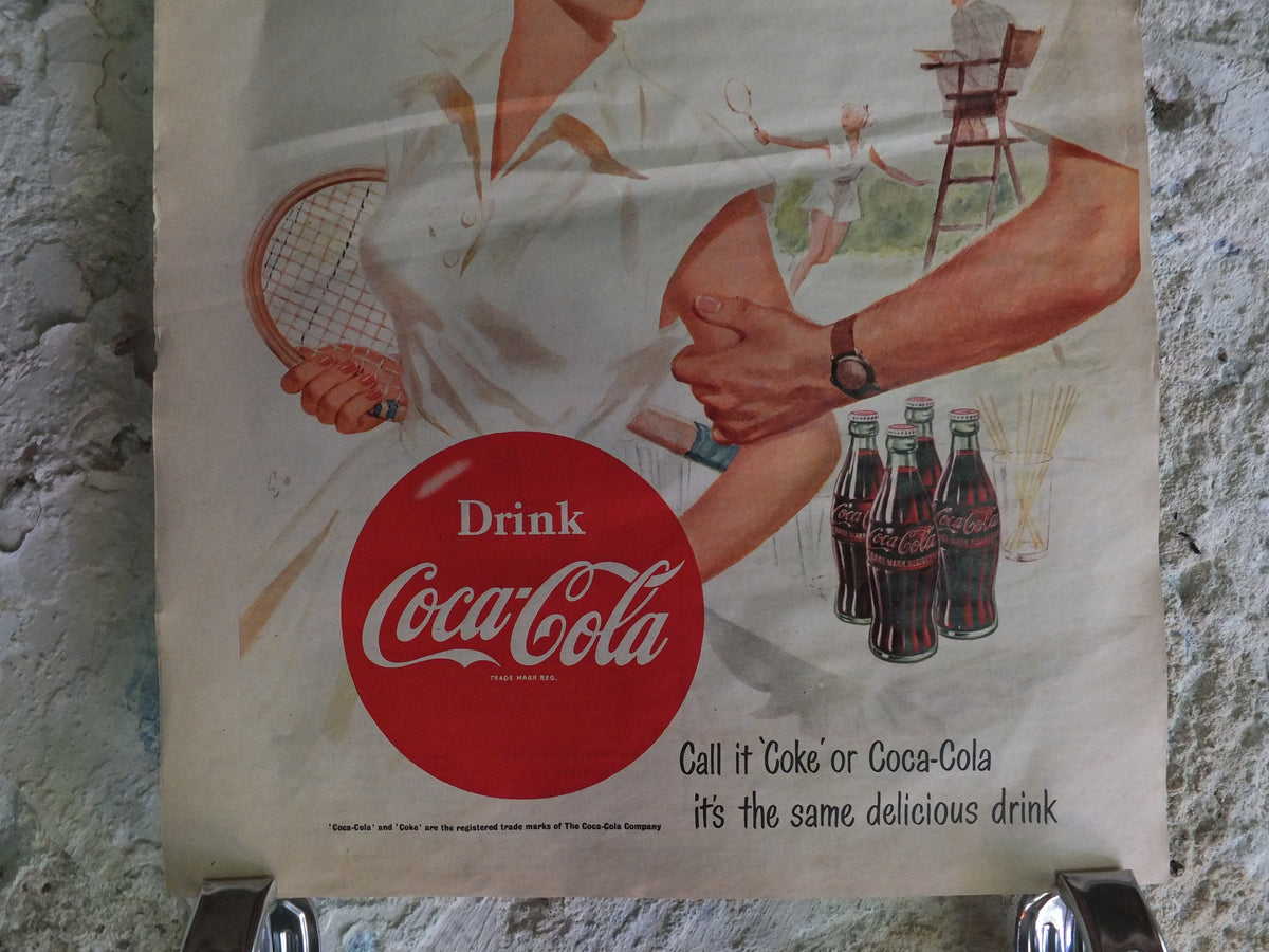Original Vintage Cocacola Coke Poster Advertising Coca Cola beverage soda pop Coca-Cola carbonated fizzy bottle print wall art retro 1950s