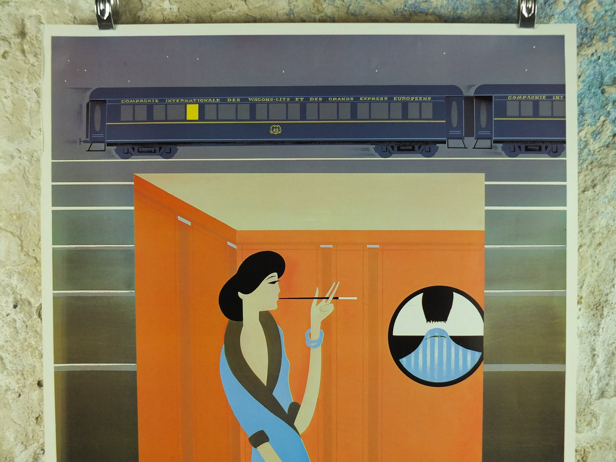 Original Vintage French Venice Simplon Orient Express Poster Fix Masseau 1st luxury train art deco nouveau Advertising print wall art 1980s