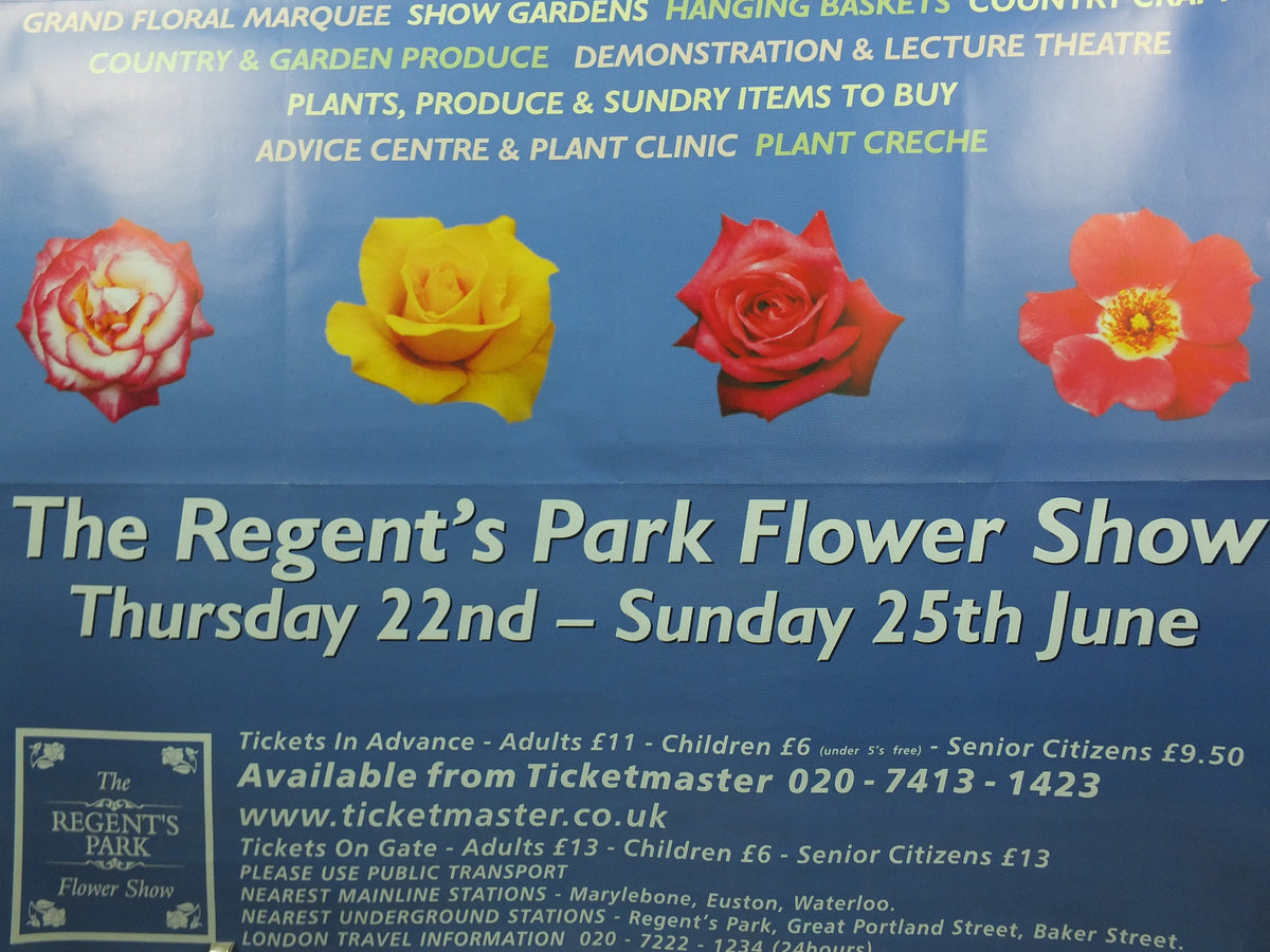 Original Vintage Regents Park Flower Show Poster Dream of a Midsummer Flower Show Garden botanical flora plants bloom 2000 wall art 2000s