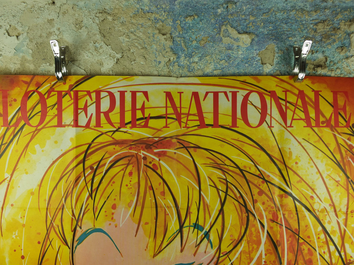 Original Vintage Blonde French National Lottery Poster Advertising Yoldjoglou money coins gold 21 November print wall art retro 1966 1960s