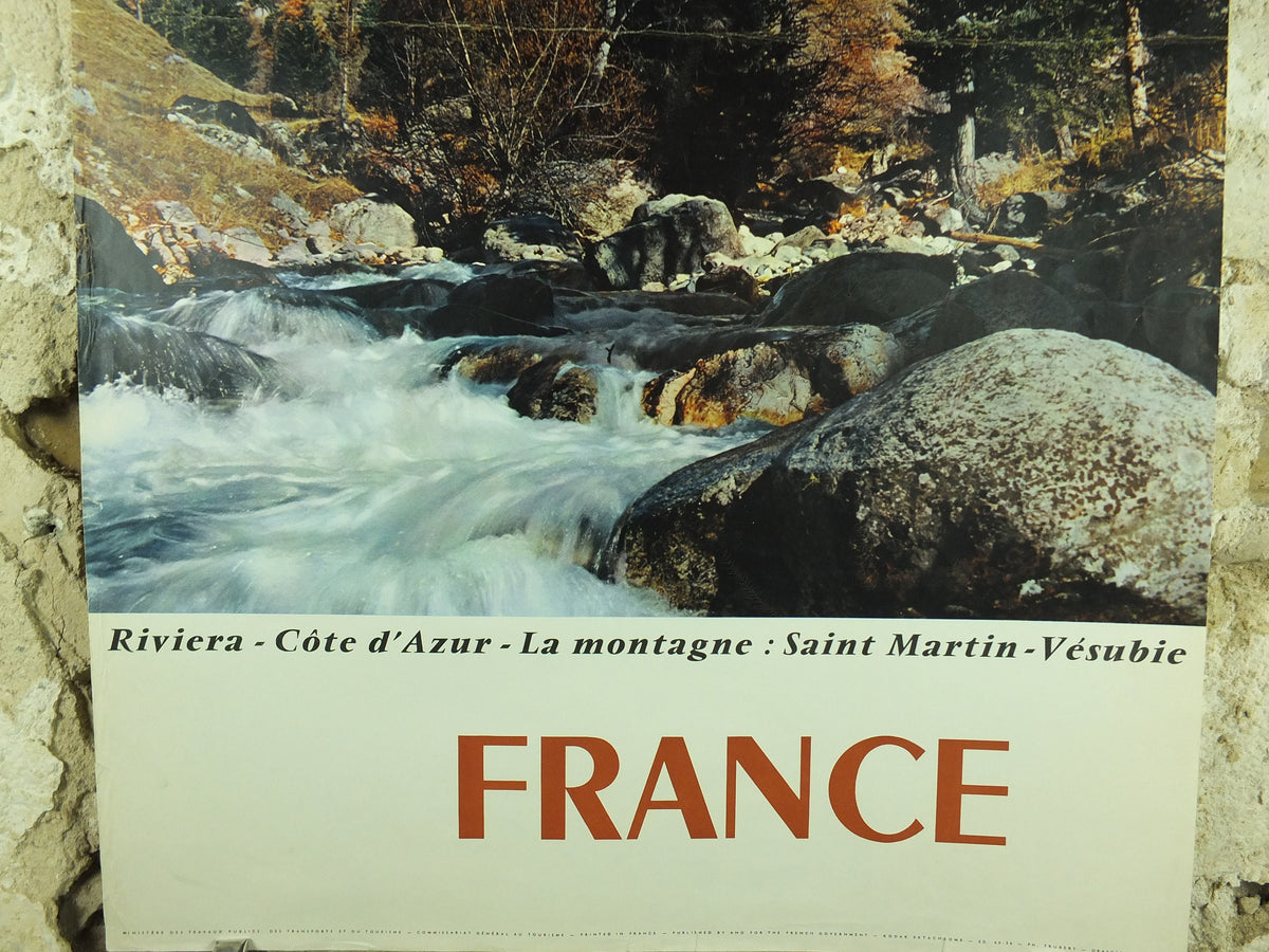 1960s French Riviera Travel Poster, Cote d'Azur, Saint Martin Vesubie. travel wall art decor