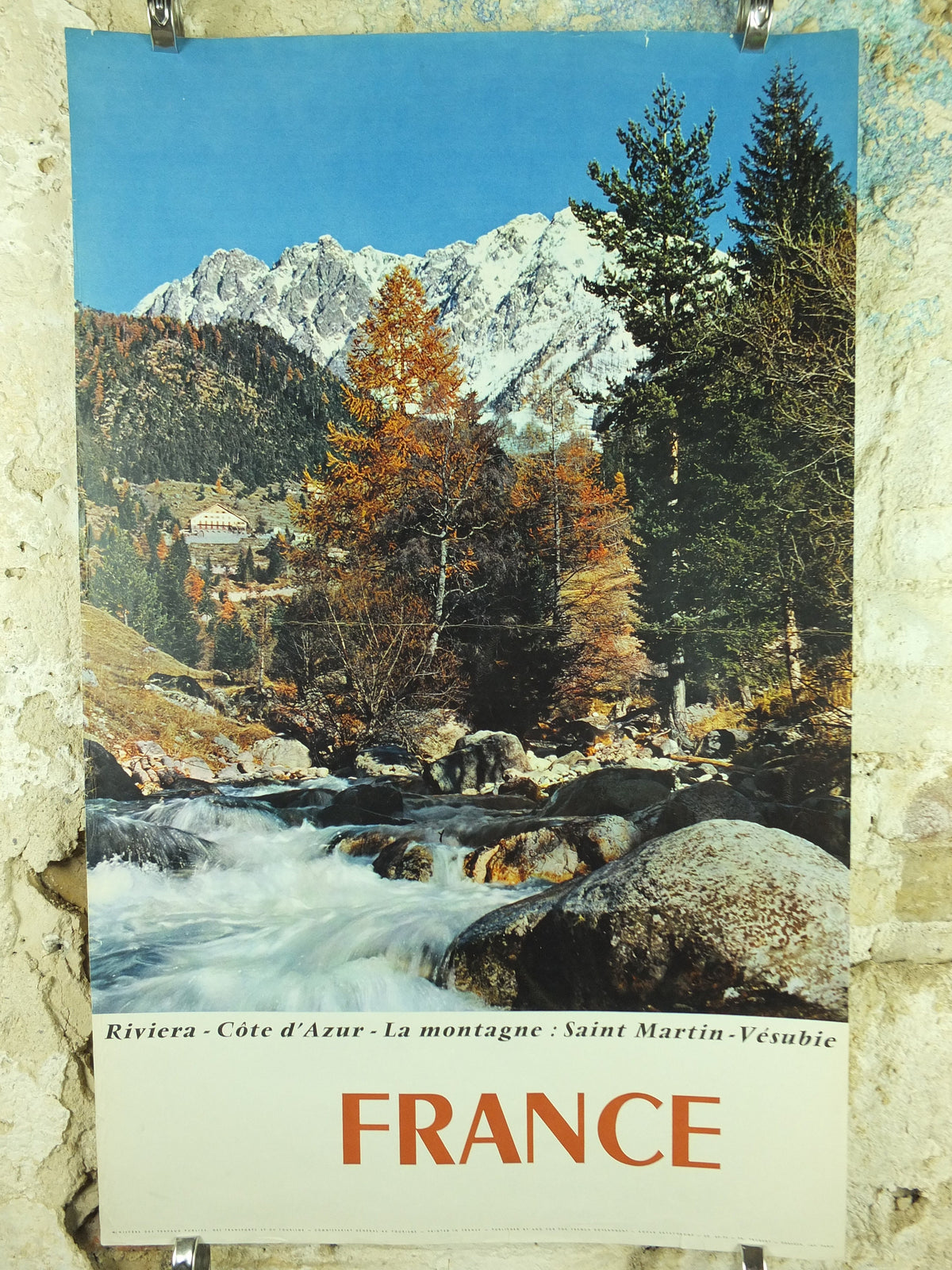 1960s French Riviera Travel Poster, Cote d'Azur, Saint Martin Vesubie. travel wall art decor