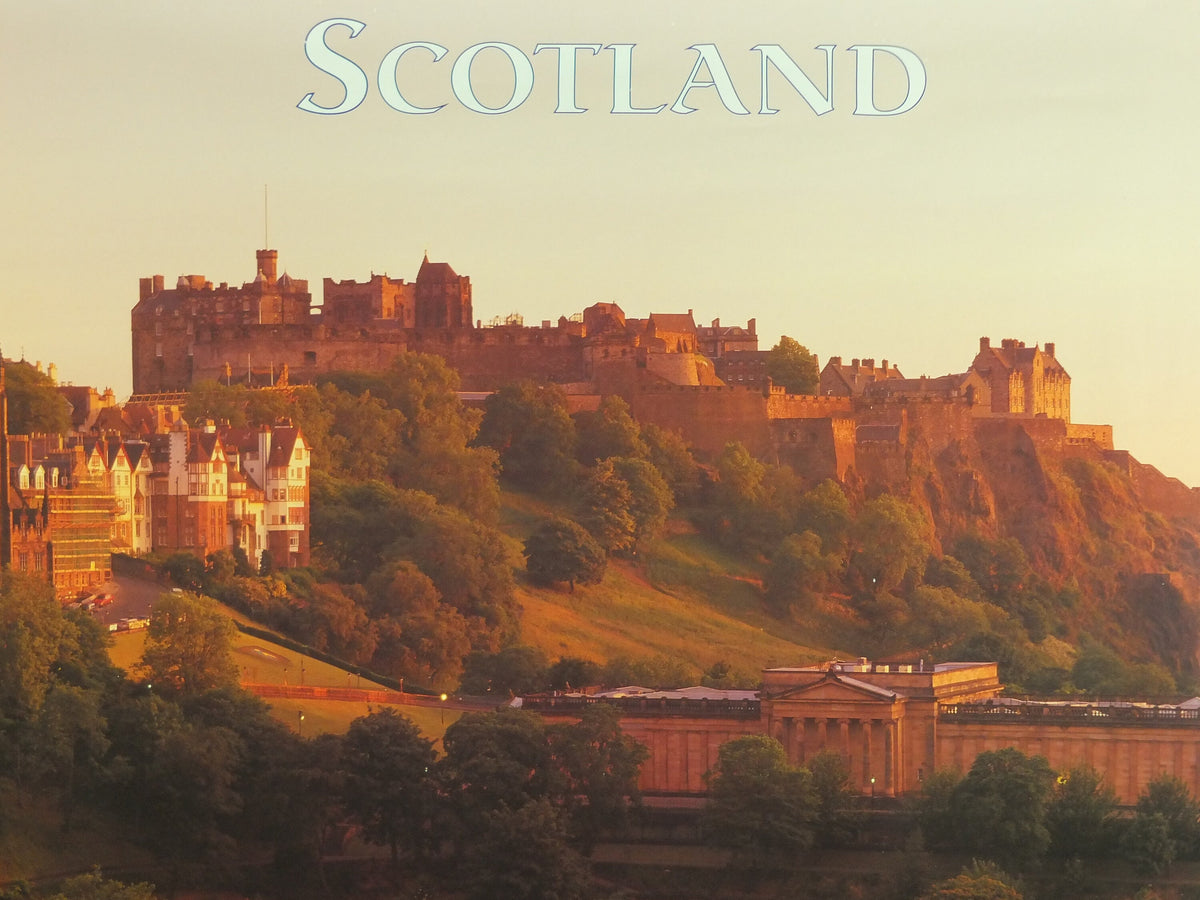 Original Vintage Scotland Travel Poster Edinburgh Castle Scottish lowlands Mountains travel tourism holiday vacation wall art 1990s