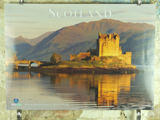 Original Vintage Scotland Travel Poster Eilean Donan Castle Loch Duich Scottish highlands lake travel tourism holiday vacation wall art 1990