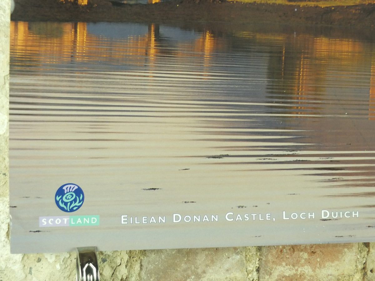Original Vintage Scotland Travel Poster Eilean Donan Castle Loch Duich Scottish highlands lake travel tourism holiday vacation wall art 1990