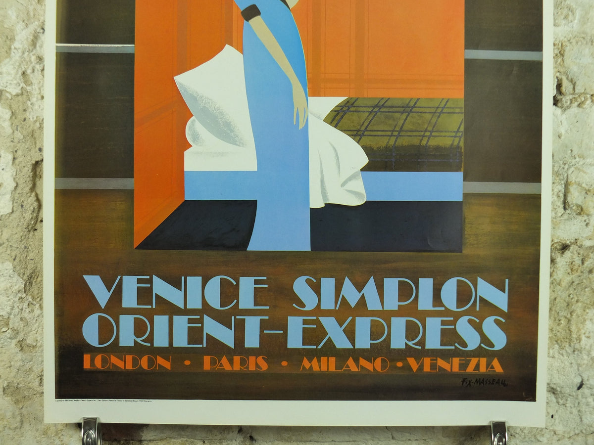 Original Vintage French Venice Simplon Orient Express Poster Fix Masseau 1st luxury train art deco nouveau Advertising print wall art 1980s