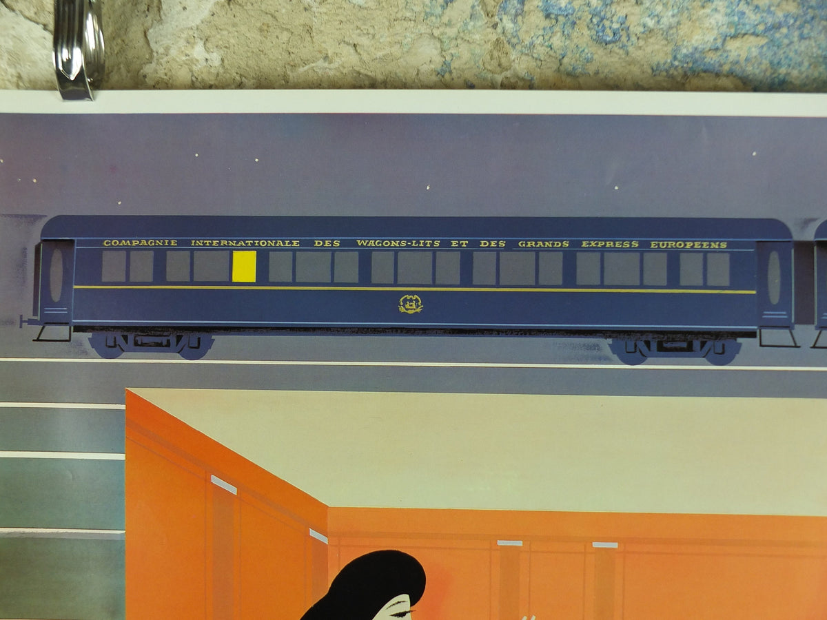 Original Vintage French Venice Simplon Orient Express Poster Fix Masseau 1st luxury train art deco nouveau Advertising print wall art 1980s