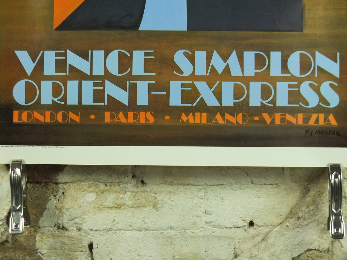 Original Vintage French Venice Simplon Orient Express Poster Fix Masseau 1st luxury train art deco nouveau Advertising print wall art 1980s