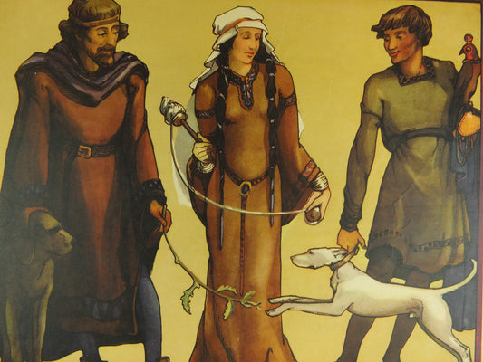 Original Vintage British Macmillan Historical Fashions Educational Poster - Norman times Costumes - history print wall art retro 1930s