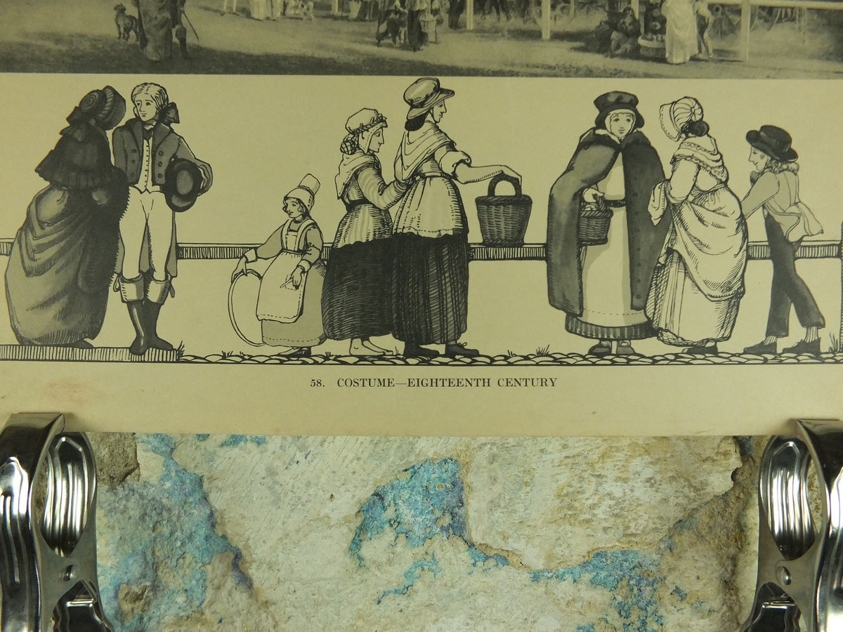 Original Vintage British Macmillan Historical Fashions Educational Poster - Costume 18th Century - history print wall art 1930s