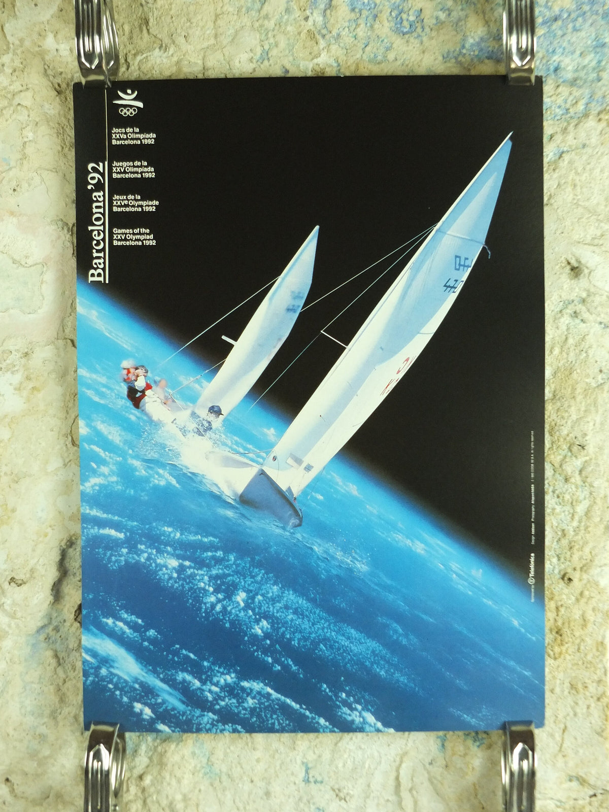 Original Vintage Olympic Spanish Barcelona 1992 Sailing Poster 470 yachting class match fleet race boat Olympiad sport wall art 1990s