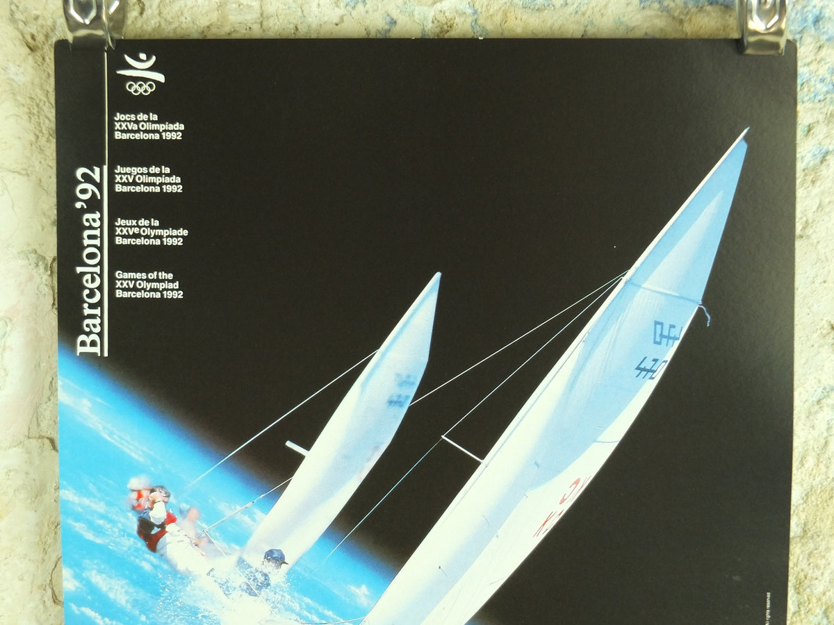 Original Vintage Olympic Spanish Barcelona 1992 Sailing Poster 470 yachting class match fleet race boat Olympiad sport wall art 1990s