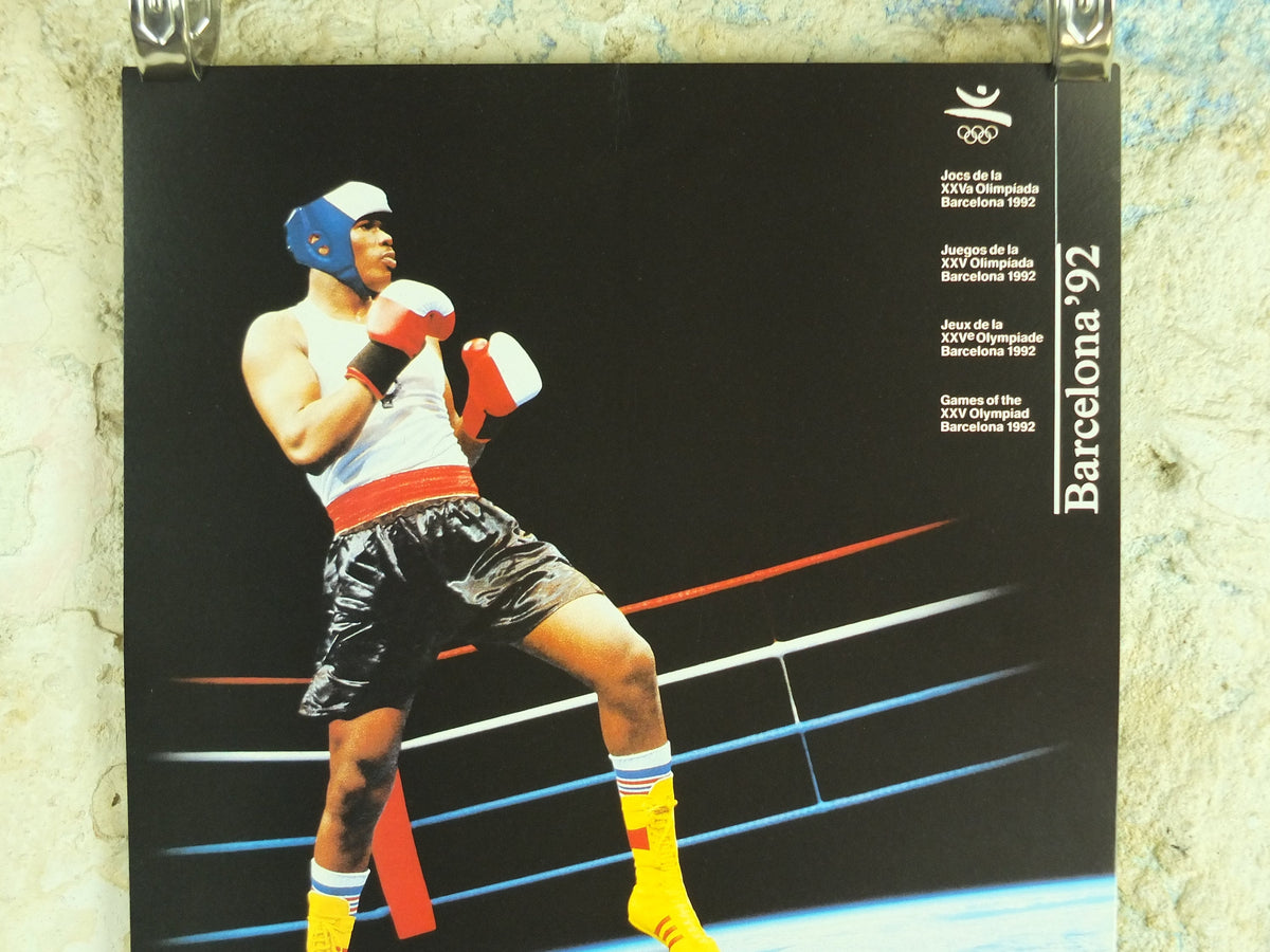 Original Vintage Olympic Spanish Barcelona 1992 Boxing Poster heavyweight middleweight lightweight Olympiad sport wall art 1990s