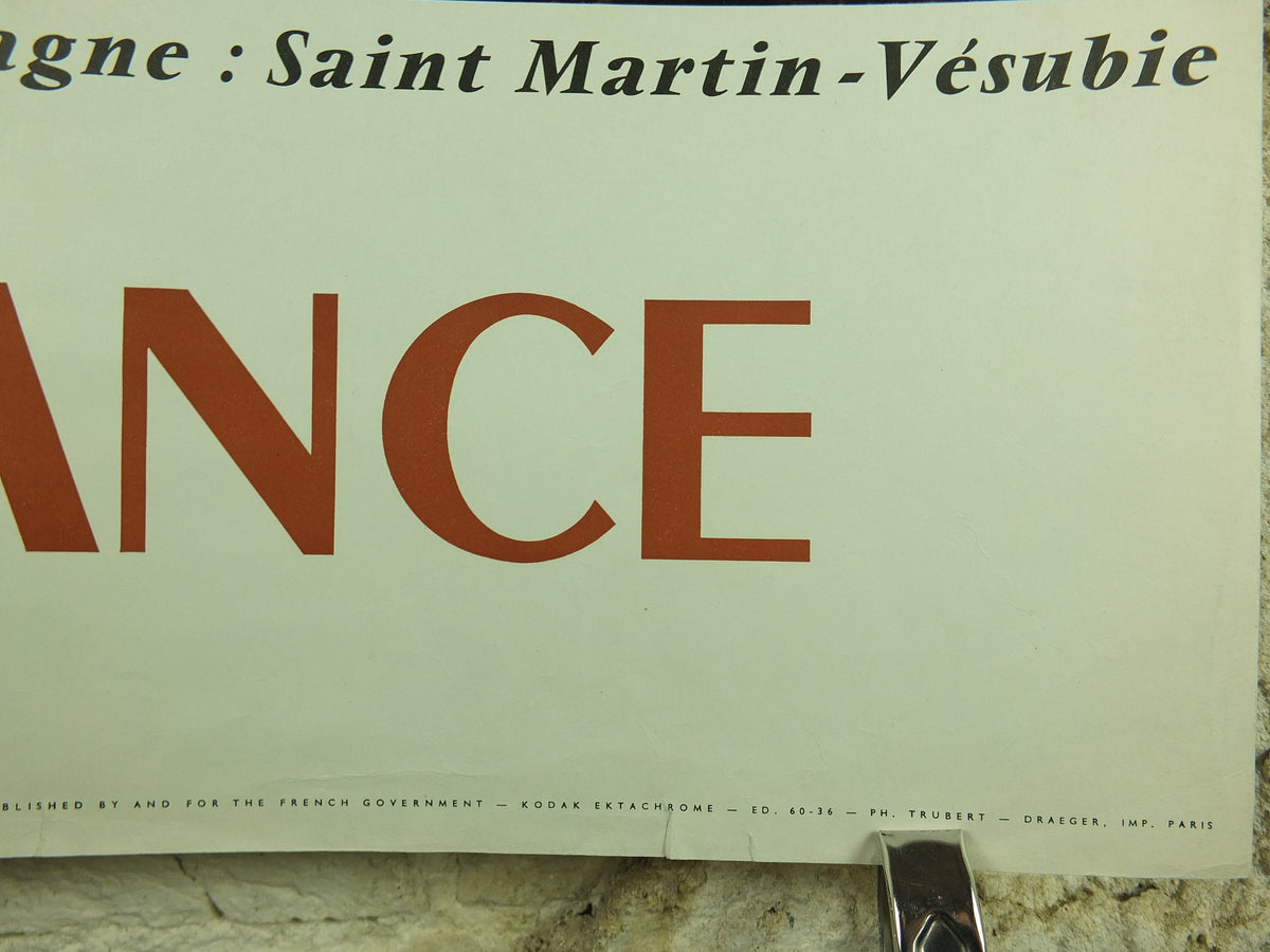 1960s French Riviera Travel Poster, Cote d'Azur, Saint Martin Vesubie. travel wall art decor