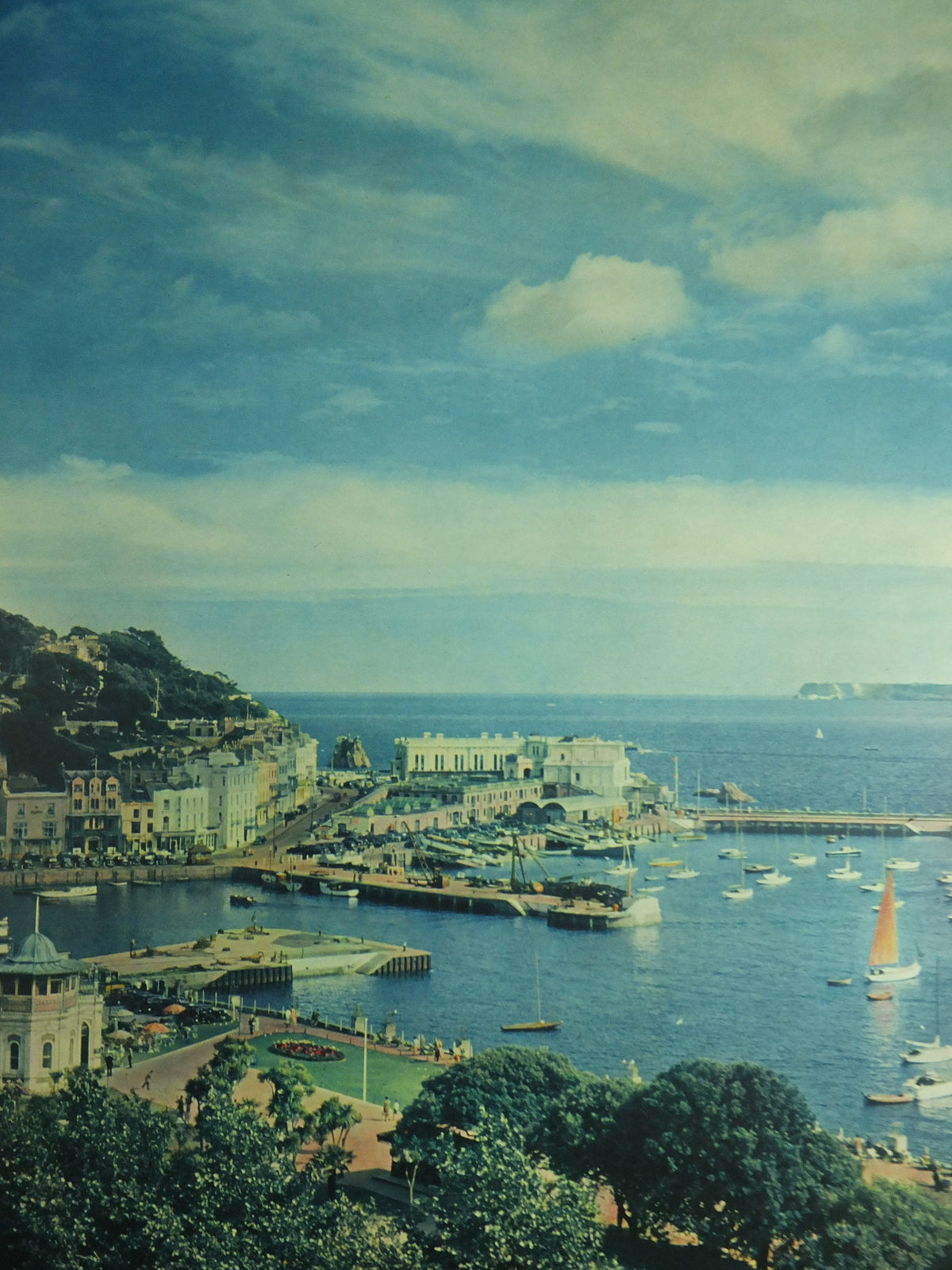 Torquay, Devon Travel Poster, Britain, Devonshire, Resort, harbour boats, travel tourism, holiday vacation wall art 1950s