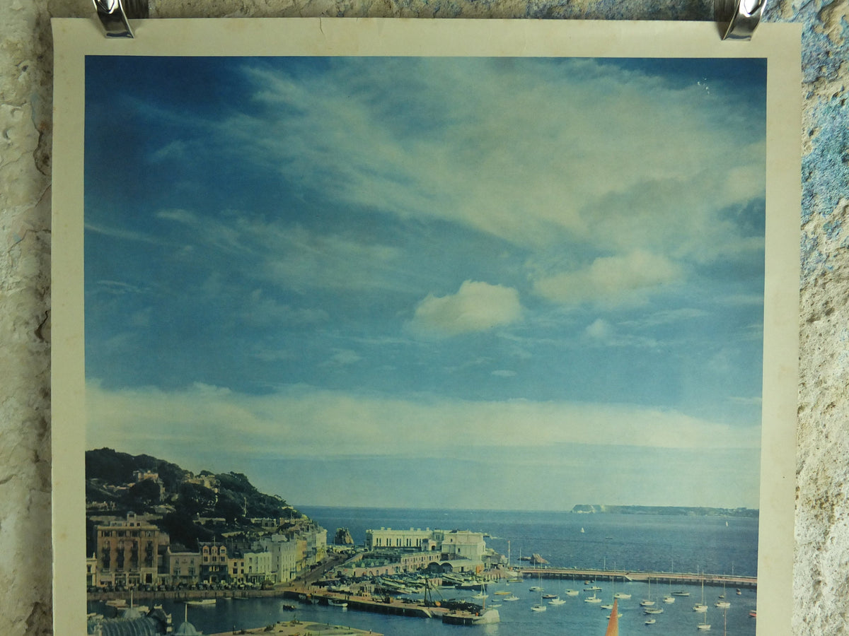 Torquay, Devon Travel Poster, Britain, Devonshire, Resort, harbour boats, travel tourism, holiday vacation wall art 1950s