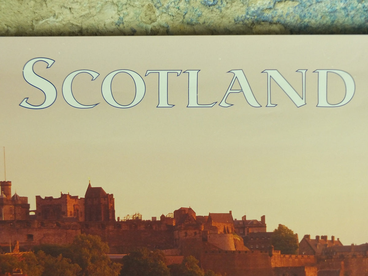 Original Vintage Scotland Travel Poster Edinburgh Castle Scottish lowlands Mountains travel tourism holiday vacation wall art 1990s