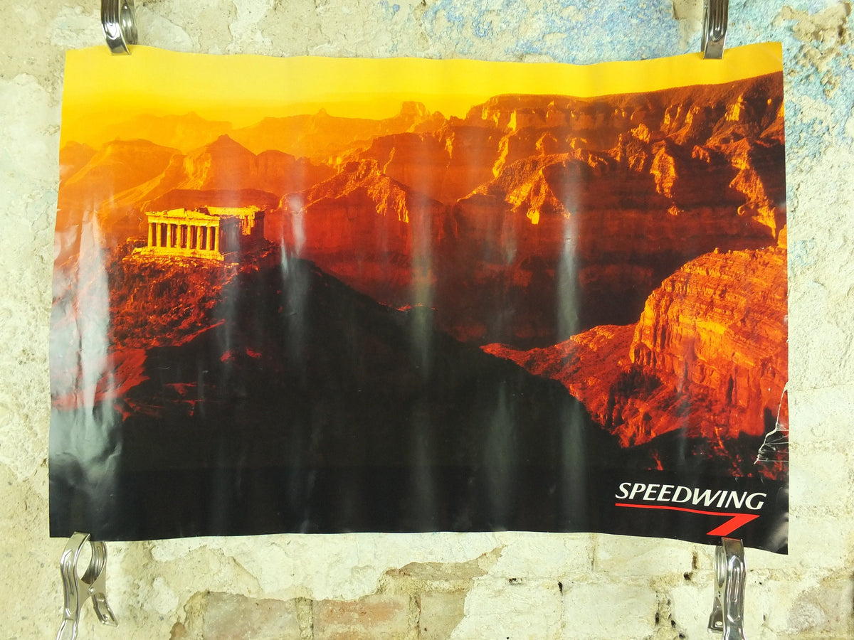 Original Vintage BA Speedwing travel Poster British Airways Greece Greek Parthenon tourism vacation wall art 1990s