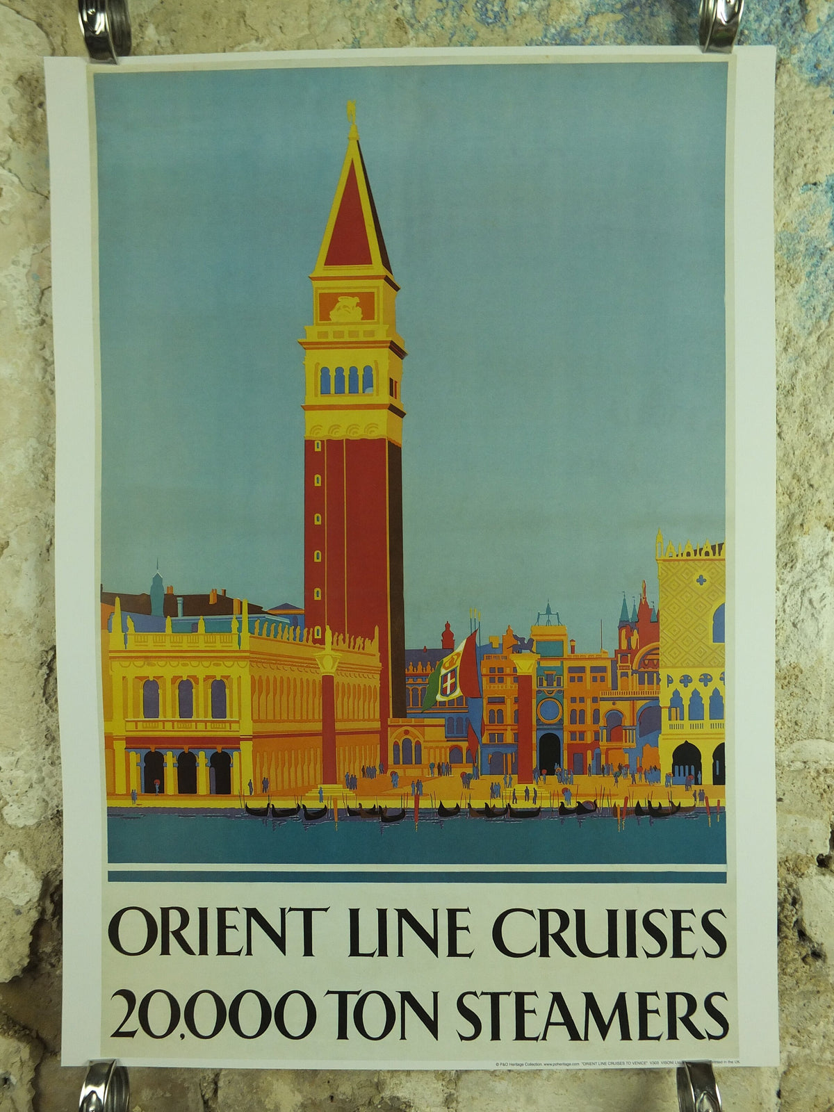 Vintage Orient Line Venice St Marks Square Travel Poster P&O cruise ship shipping passenger tourism holiday vacation Visoni wall art 1990s