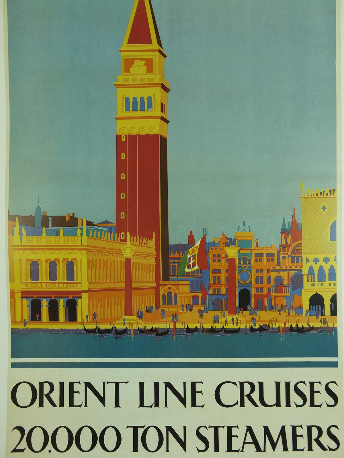 Vintage Orient Line Venice St Marks Square Travel Poster P&O cruise ship shipping passenger tourism holiday vacation Visoni wall art 1990s