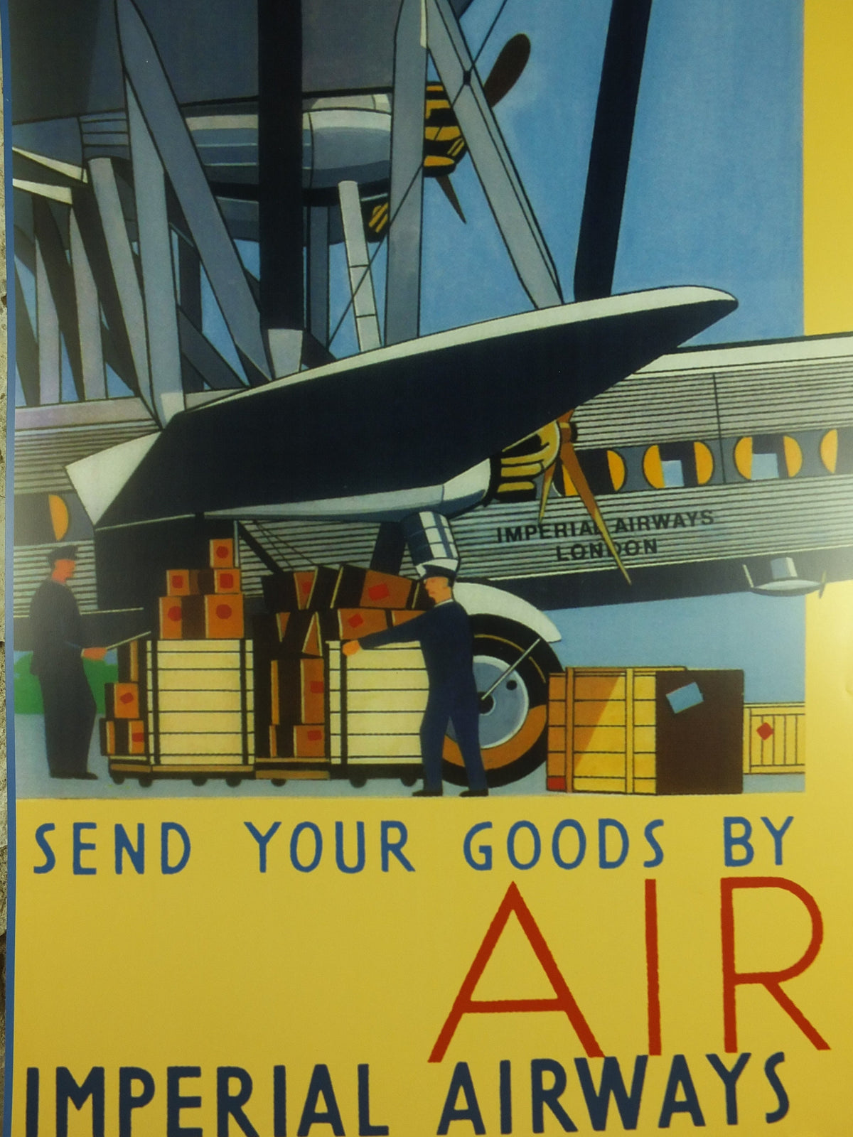 Vintage British Imperial Airways Travel Poster Goods airport London freight UK Britain travel tourism holiday vacation Visoni wall art 1990s