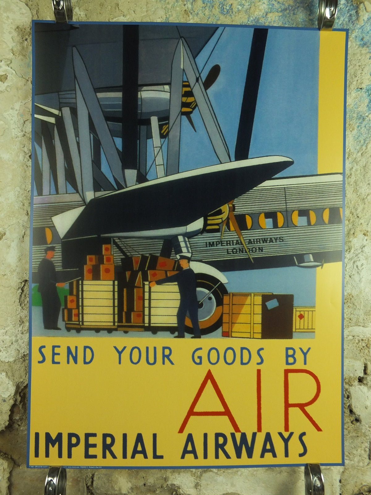 Vintage British Imperial Airways Travel Poster Goods airport London freight UK Britain travel tourism holiday vacation Visoni wall art 1990s